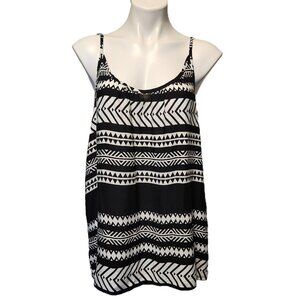 ❤️ 4/$20 Emery Rose tank top Women's 2XL Black white stripes Aztec geometric